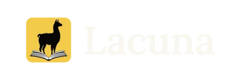 Lacuna logo, horizontal, for dark backgrounds