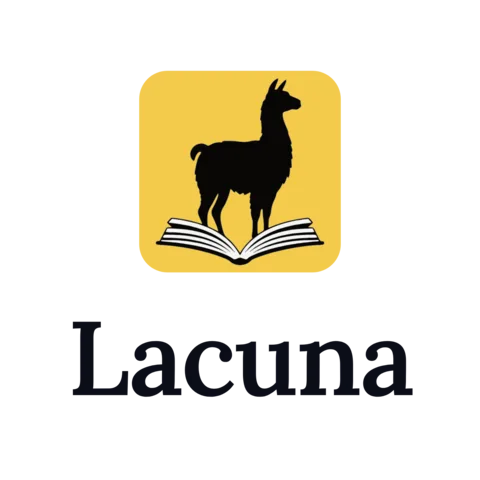 Lacuna logo, stacked, for light backgrounds
